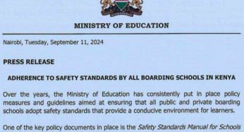 Ministry statement on adherence to safety standards by boarding schools
