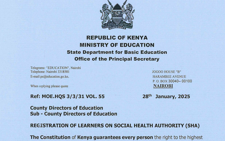 Ministry orders learner registration on SHA by 28th February